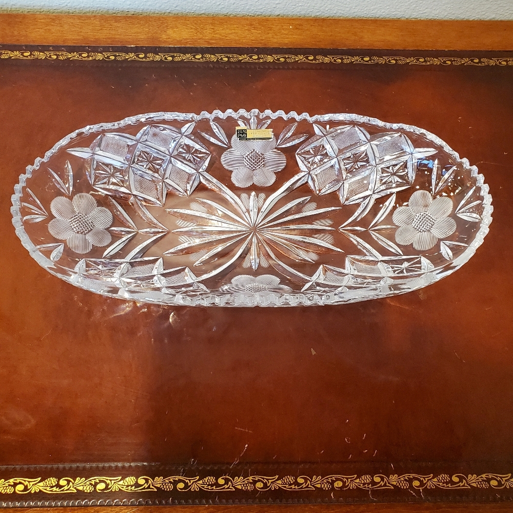 Mid 20th Century Genuine Handcut Lead Crystal Bowl From Western Germany